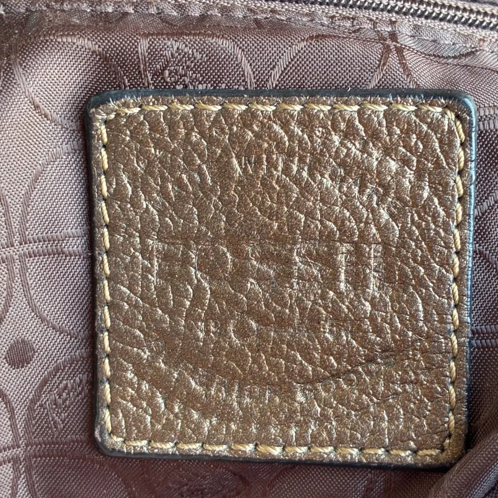 Fossil Morgan Metallic Bronze Gold Pebbled Leather Crossbody Bag Large